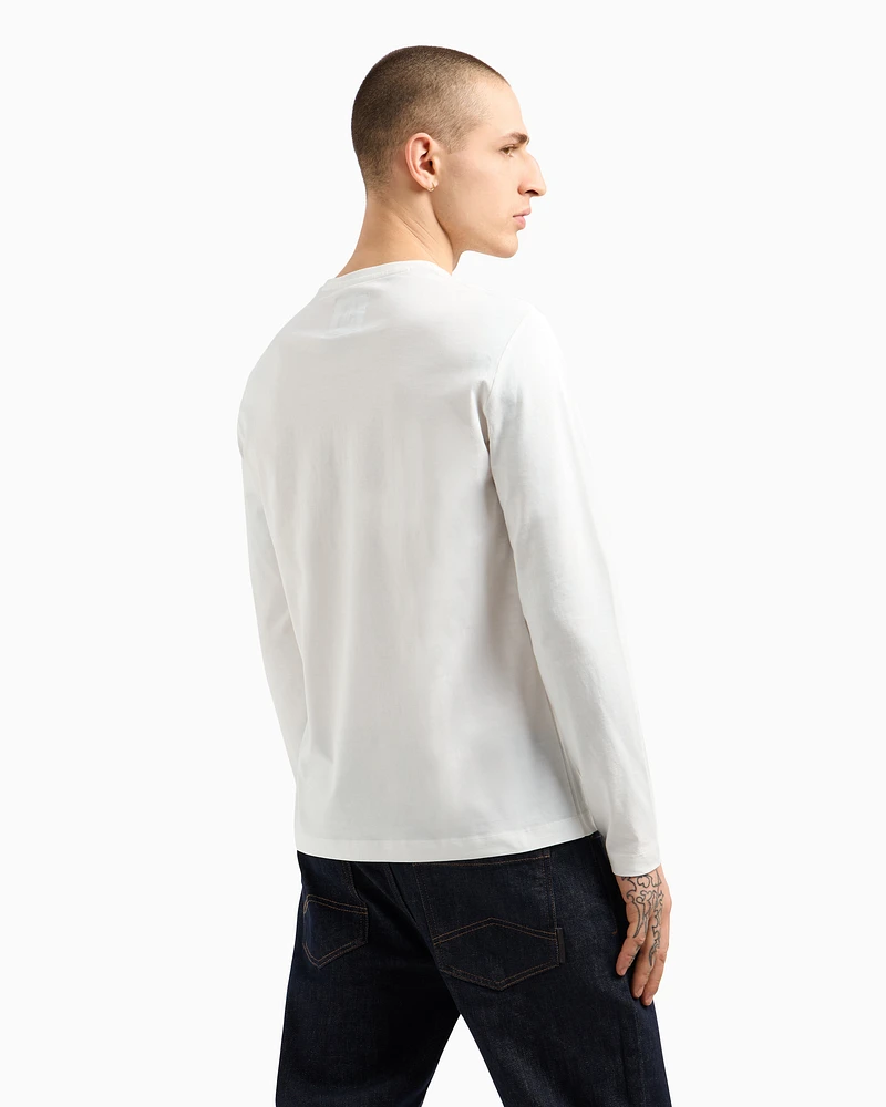Armani Exchange - Long-sleeved T-shirt with embroidered logo, Man, White, Size: