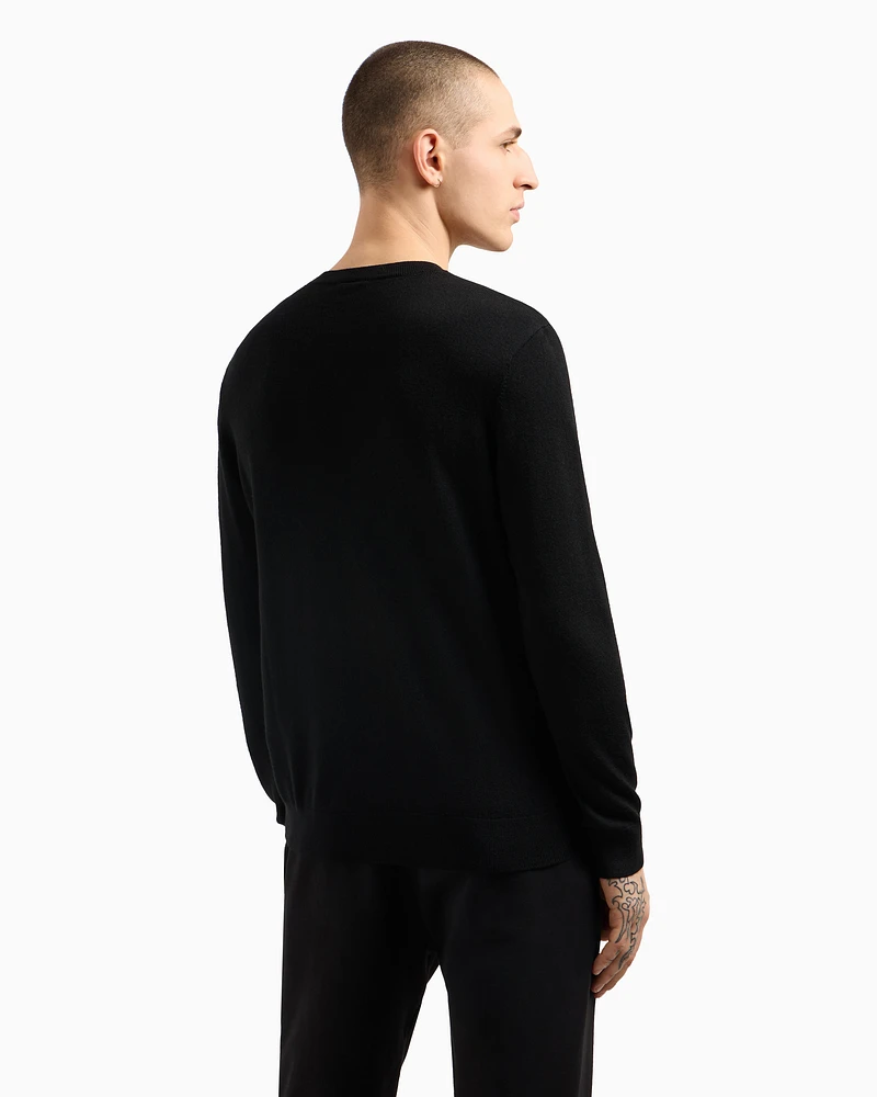Armani Exchange - Crewneck Sweater, Man, Black, Size: