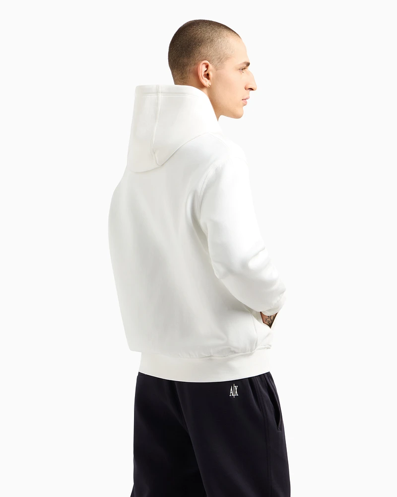 Armani Exchange - Zip-up hoodie with embroidered logo, Man, White, Size: