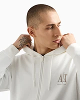 Armani Exchange - Zip-up hoodie with embroidered logo, Man, White, Size: