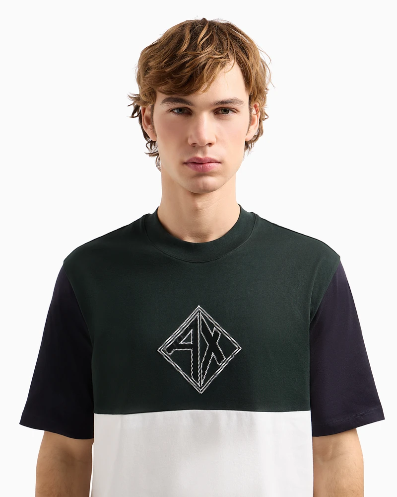 Armani Exchange - Regular fit T-shirt with logo print, Man, Green, Size: