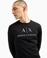 Armani Exchange - Long sleeve T-shirt with logo prints, Man, Black, Size: