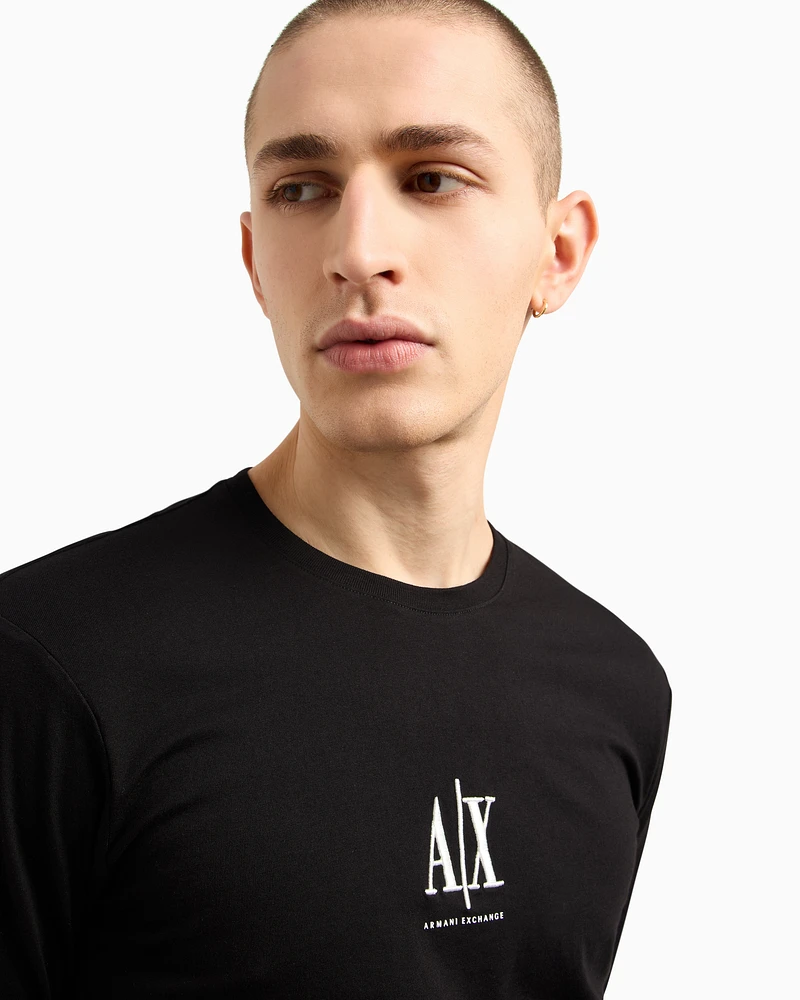 Armani Exchange - Long-sleeved T-shirt with embroidered logo, Man, Black, Size: