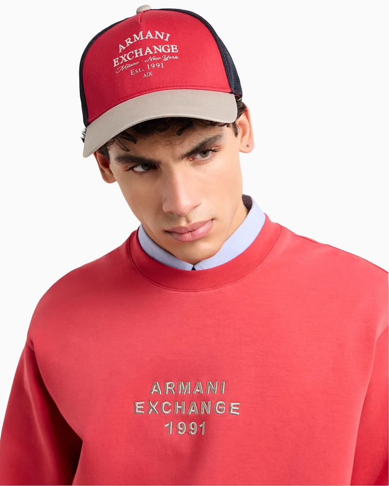 Armani Exchange - Two-tone visor hat, Man, Red, Size: TU