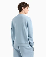 Armani Exchange - Crewneck sweatshirt bonded stretch fabric, Man, Light Blue, Size: