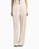 Armani Exchange - ASV Wide Leg Pants with Pleats, Woman, White, Size: