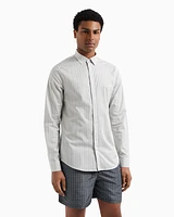 Armani Exchange - Slim fit micro-pattern shirt, Man, White, Size: