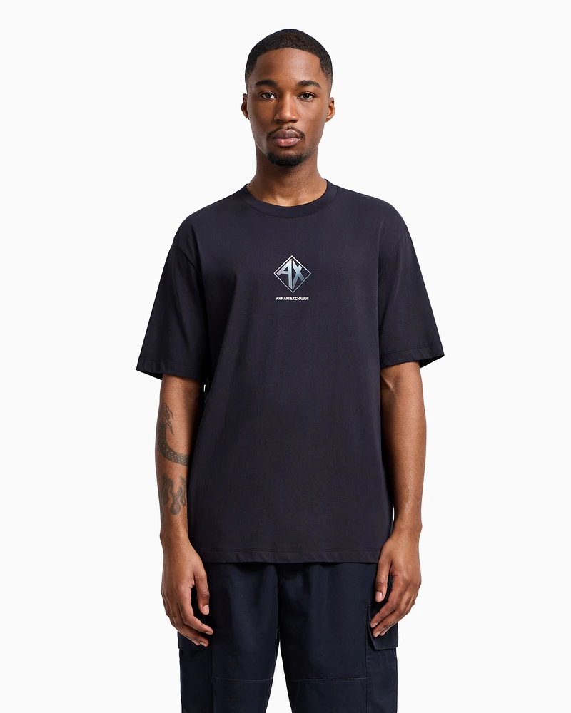 Armani Exchange - Regular fit T-shirt with logo print, Man, Navy Blue, Size: