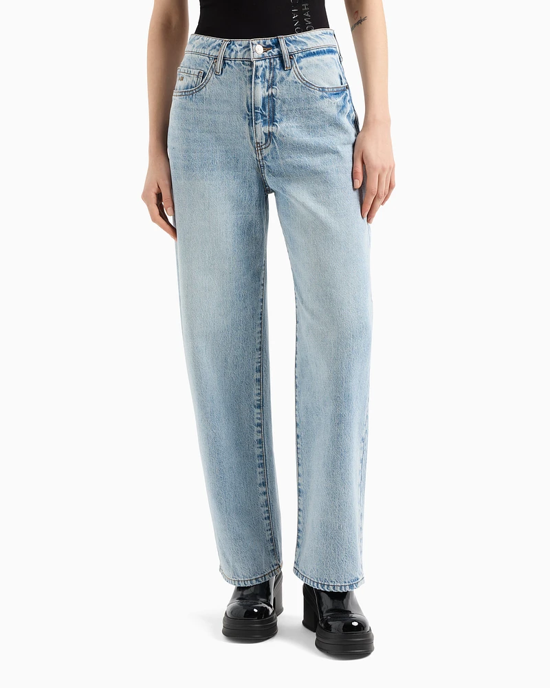 Armani Exchange - Relaxed fit jeans ASV rigid denim, Woman, Blue, Size: