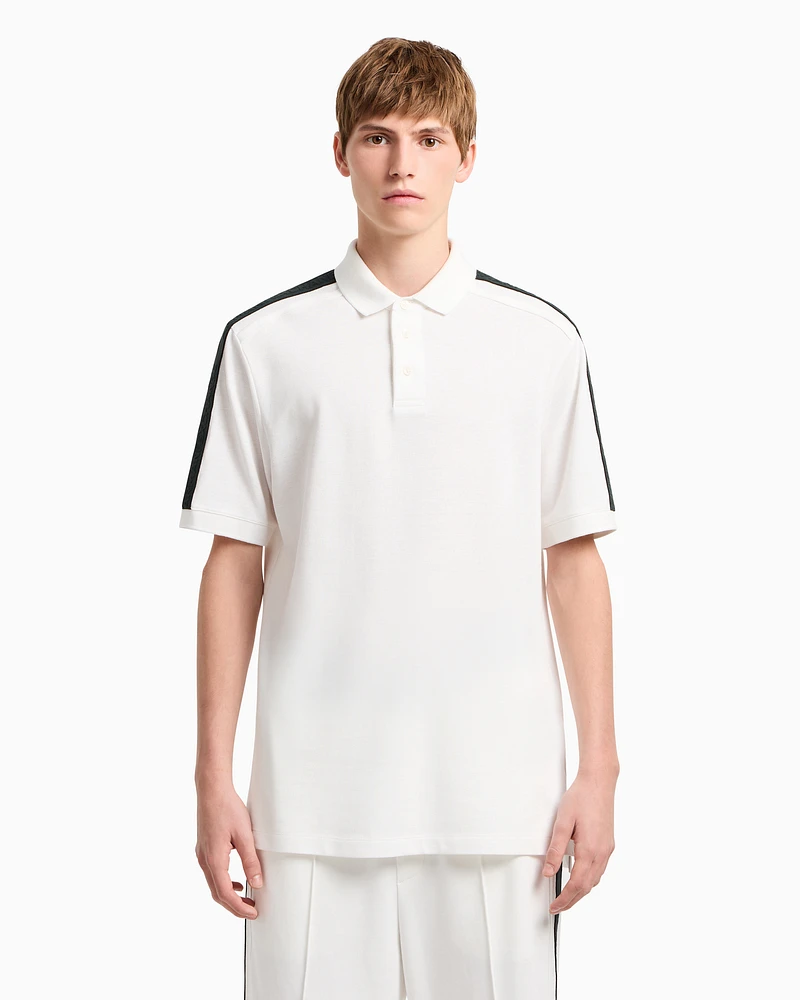 Armani Exchange - Regular fit piquet polo with shoulder bands, Man, White, Size: