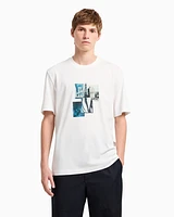 Armani Exchange - Regular fit T-shirt with photo print, Man, White, Size: