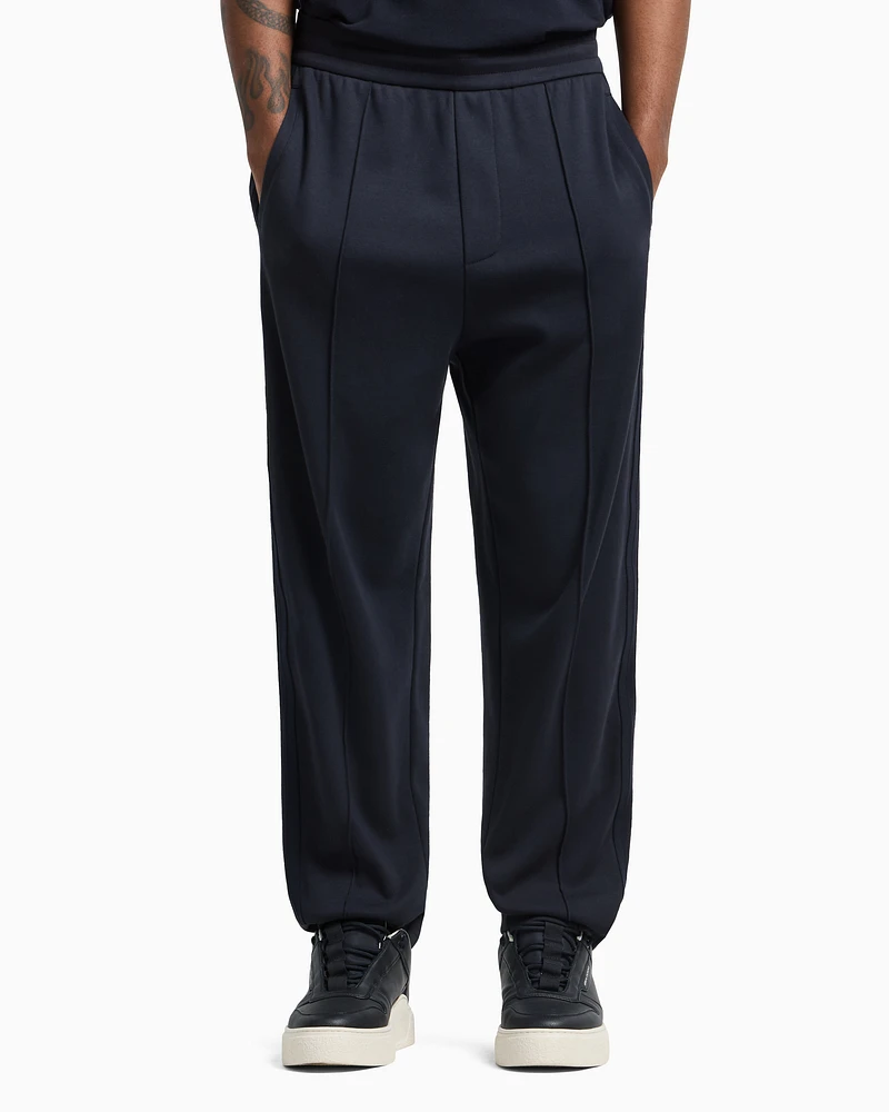 Armani Exchange - Regular fit trousers with contrasting band, Man, Navy Blue, Size: