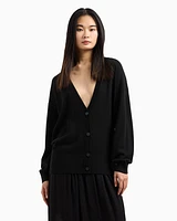 Armani Exchange - Wool blend cardigan with braids, Woman, Black, Size: