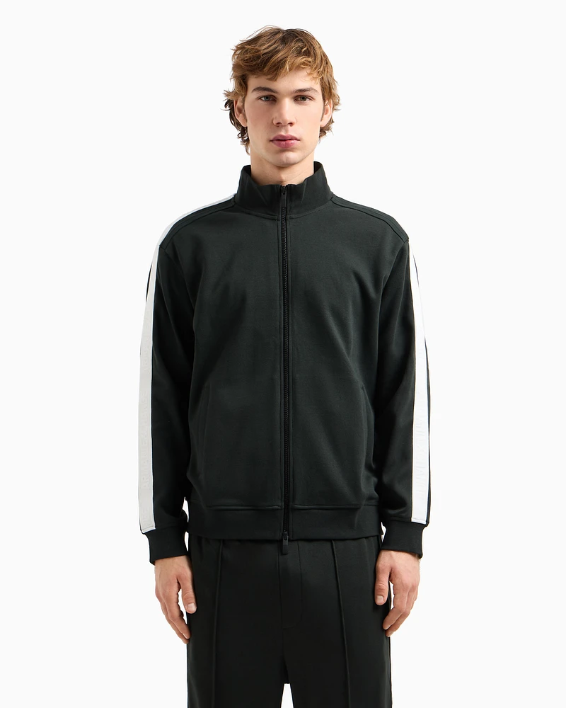 Armani Exchange -  Full zip sweatshirt with logo bands, Man, Green, Size: