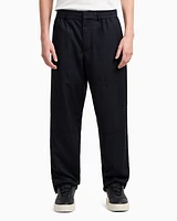 Armani Exchange - Rayon wide leg trousers with stitching details, Man, Navy Blue, Size: