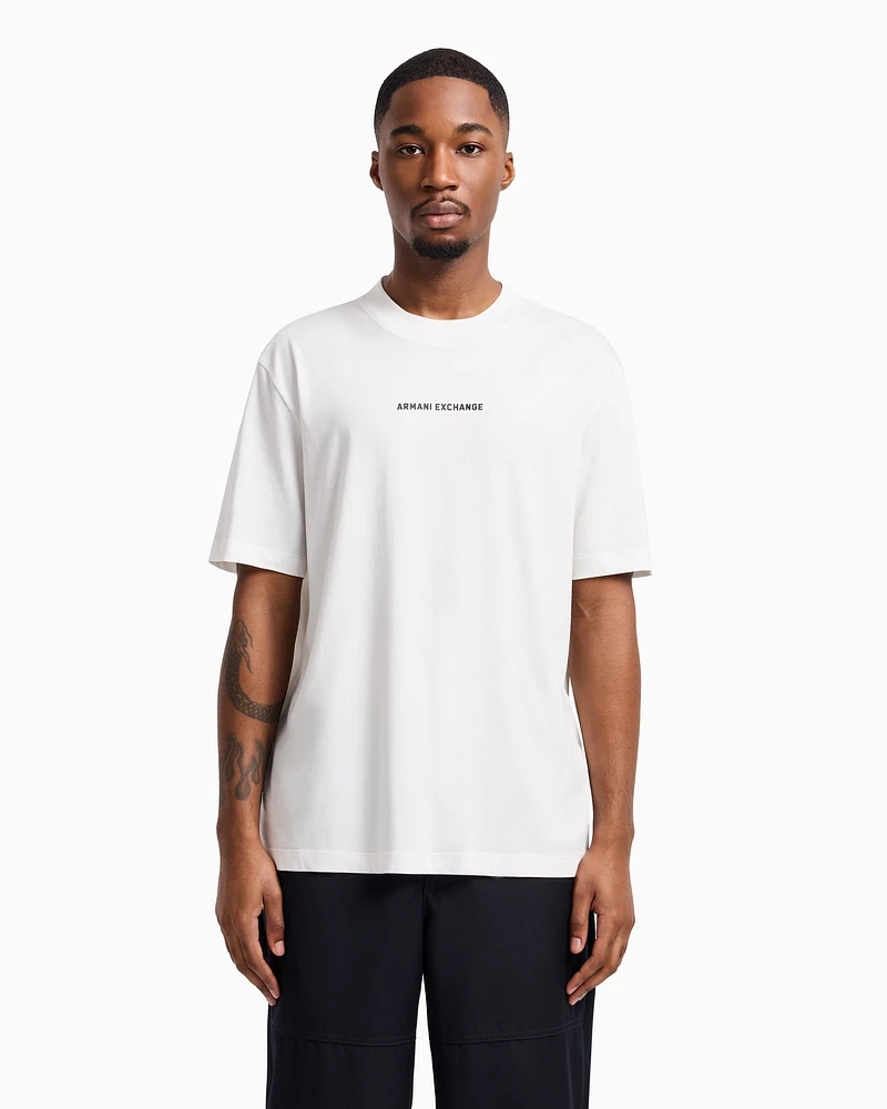 Armani Exchange - Regular fit T-shirt with logo print on front and back, Man, White, Size: