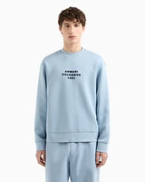 Armani Exchange - Crewneck sweatshirt bonded stretch fabric, Man, Light Blue, Size: