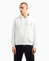 Armani Exchange - Zip-up hoodie with embroidered logo, Man, White, Size: