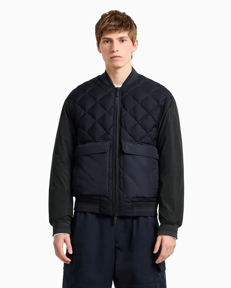 Armani Exchange - Jacket with quilted insert and maxi pockets, Man, Navy Blue, Size: