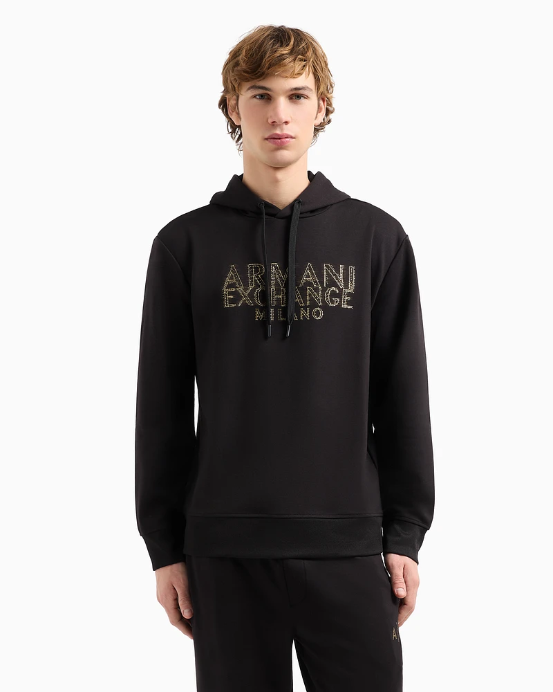 Armani Exchange - Hoodie with blurred logo effect, Man, Black, Size: