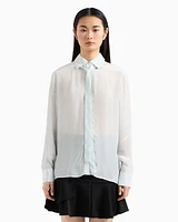 Armani Exchange - Viscose shirt with bow, Woman, Light Blue, Size: