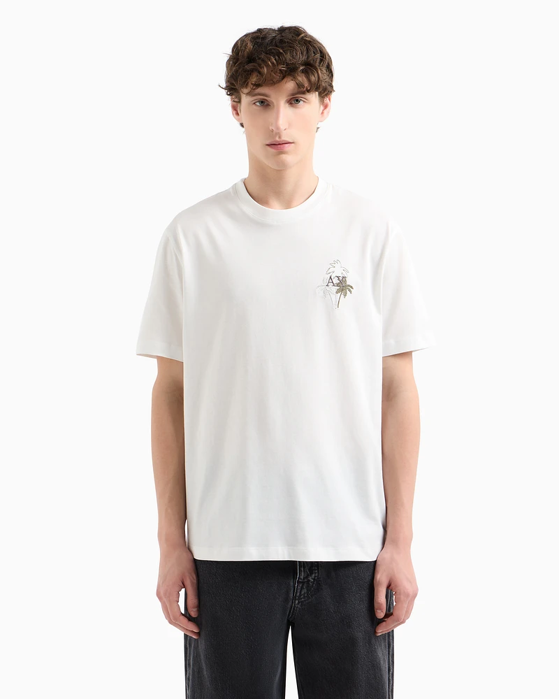 Armani Exchange - Regular fit T-shirt with print on the chest, Man, White, Size: