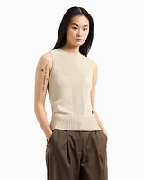 Armani Exchange - ASV Contrast Detail Top, Woman, Beige, Size: XS