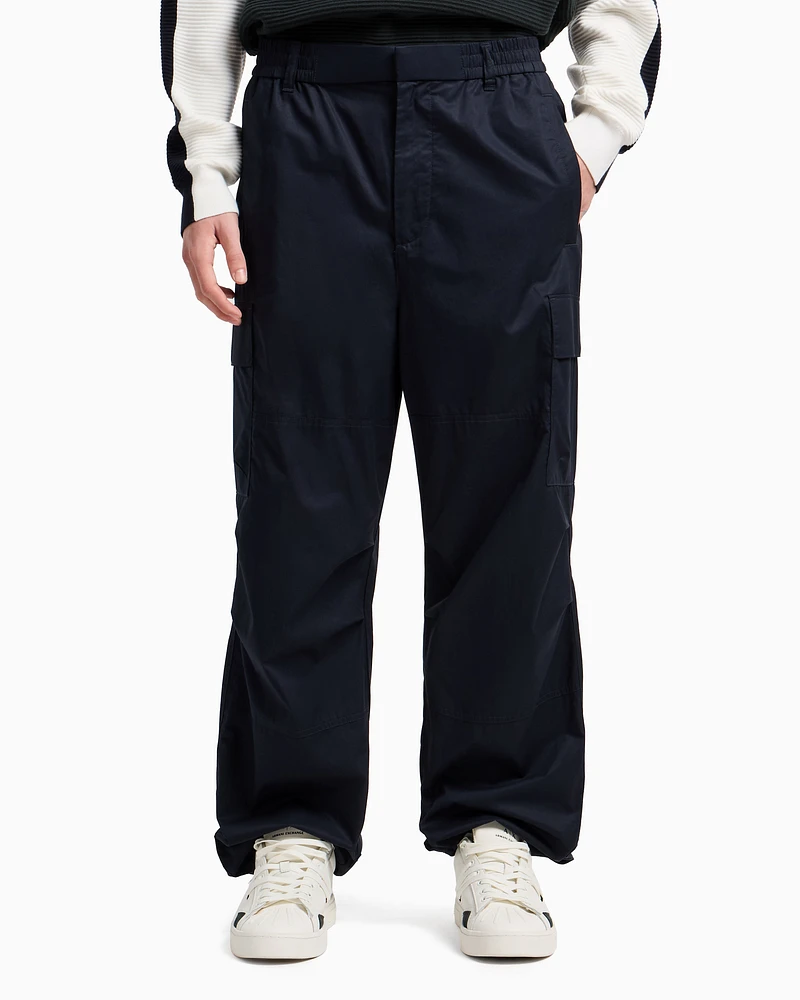 Armani Exchange -  Oversized cargo trousers cotton twill, Man, Navy Blue, Size: