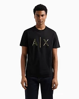 Armani Exchange - Regular fit T-shirt with rhinestone logo, Man, Black, Size: