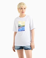 Armani Exchange - Relaxed fit T-shirt with postcard print, Woman, White, Size: