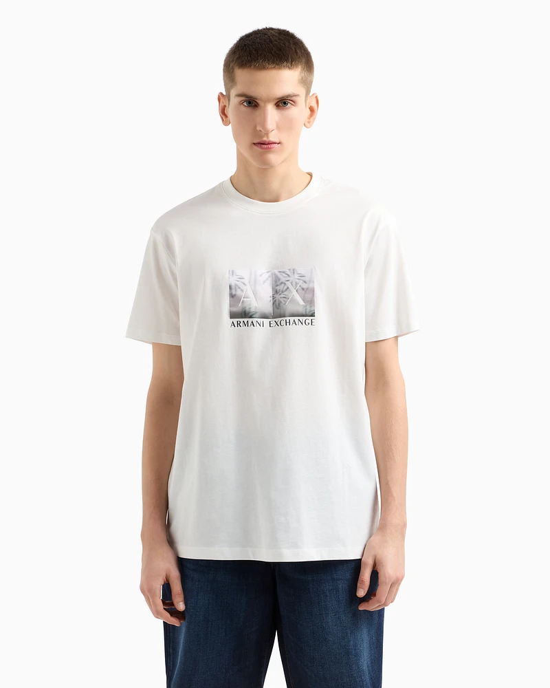 Armani Exchange - Regular fit T-shirt with maxi logo, Man, White, Size: