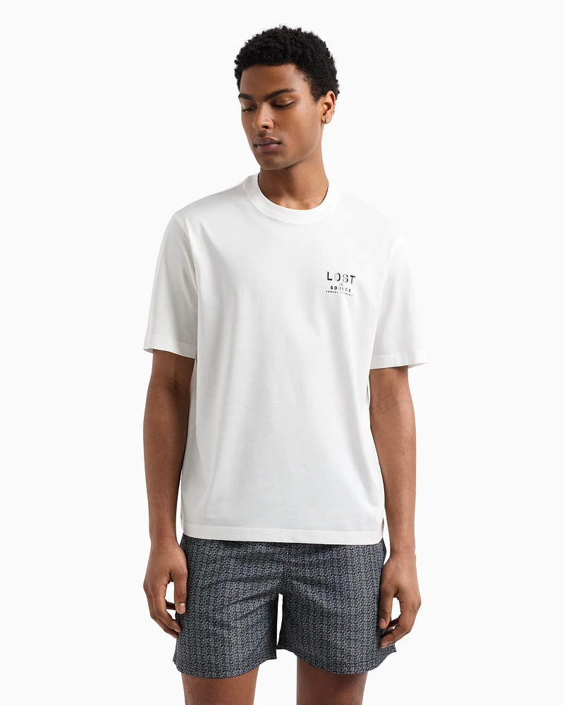 Armani Exchange - Regular fit T-shirt with print on the chest, Man, White, Size: