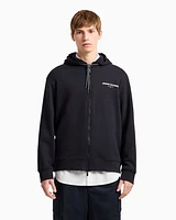 Armani Exchange - Zip-up hoodie with Milan/New York print on the back, Man, Navy Blue, Size: