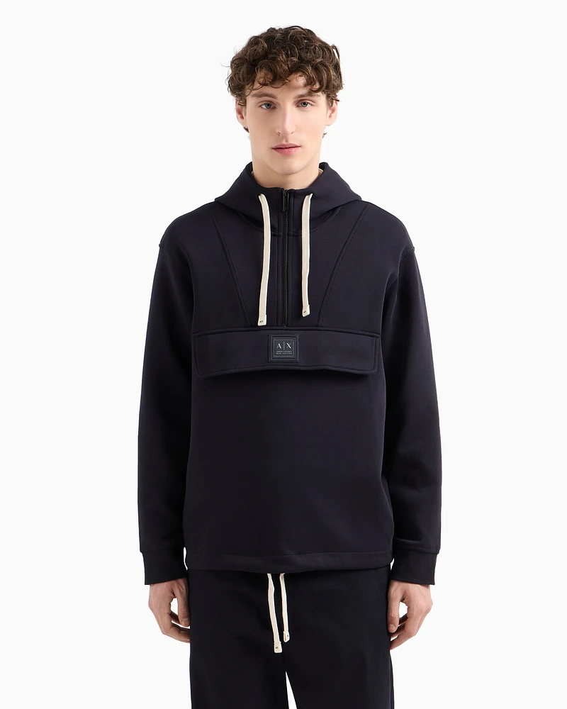 Armani Exchange - Half zip hoodie, Man, Navy_blue, Size: