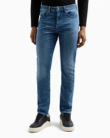 Armani Exchange - J14 skinny fit jeans stone washed cotton denim, Man, Blue, Size: