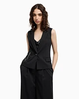 Armani Exchange - Single breasted vest with pendant chain, Woman, Black, Size: 4