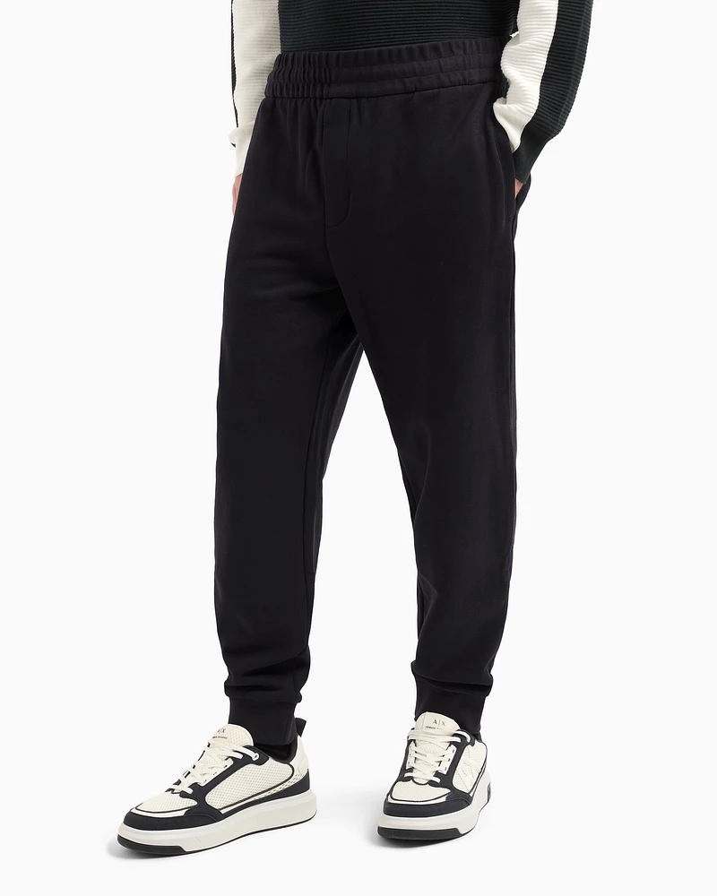 Armani Exchange - Cotton French Terry Jogger Pants, Man, Navy Blue, Size: