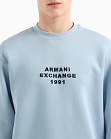 Armani Exchange - Crewneck sweatshirt bonded stretch fabric, Man, Light Blue, Size: