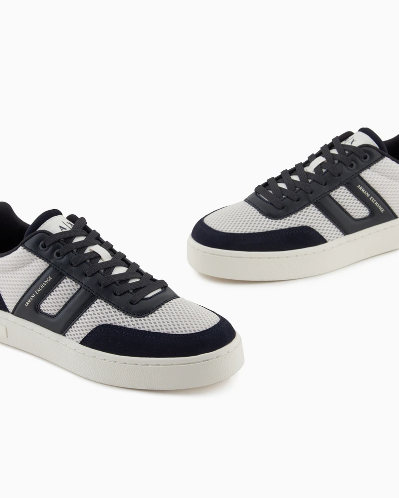 Armani Exchange - Mesh sneakers with contrasting inserts, Man, Navy Blue, Size: