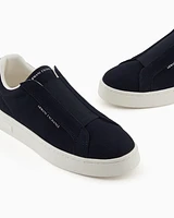 Armani Exchange - Leather sneakers with elastic, Man, Navy_blue, Size: