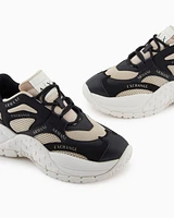 Armani Exchange - Chunky sneakers with contrasting inserts, Woman, Black, Size: