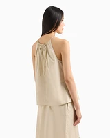 Armani Exchange - ASV Cotton Flared Top, Woman, Beige, Size: