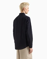 Armani Exchange - Regular fit seersucker shirt, Man, Navy Blue, Size: