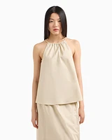 Armani Exchange - ASV Cotton Flared Top, Woman, Beige, Size: