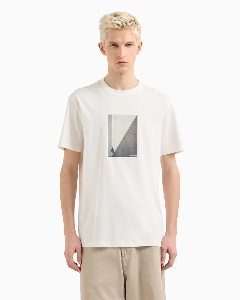 Armani Exchange - Regular fit T-shirt with photo print, Man, White, Size: