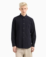 Armani Exchange - Regular fit seersucker shirt, Man, Navy Blue, Size: