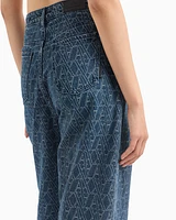 Armani Exchange - Relaxed fit jeans with allover ASV logo, Woman, Blue, Size: 24_R
