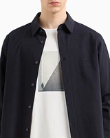 Armani Exchange - Regular fit seersucker shirt, Man, Navy Blue, Size: