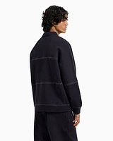 Armani Exchange - Bonded stretch polo sweatshirt, Man, Navy Blue, Size: