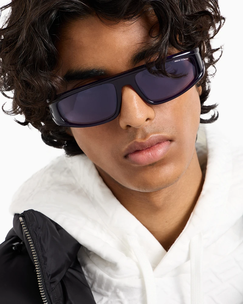 Armani Exchange - Irregular-shaped sunglasses, Unisex, Purple, Size: 59L